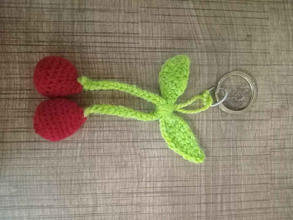 Renkli Örgü Kiraz Anahtarlık - Görsel 3