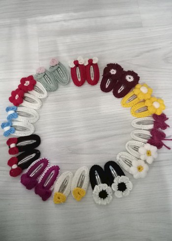 Renkli Nakışlı Örgü Çocuk Toka Seti - Görsel 2