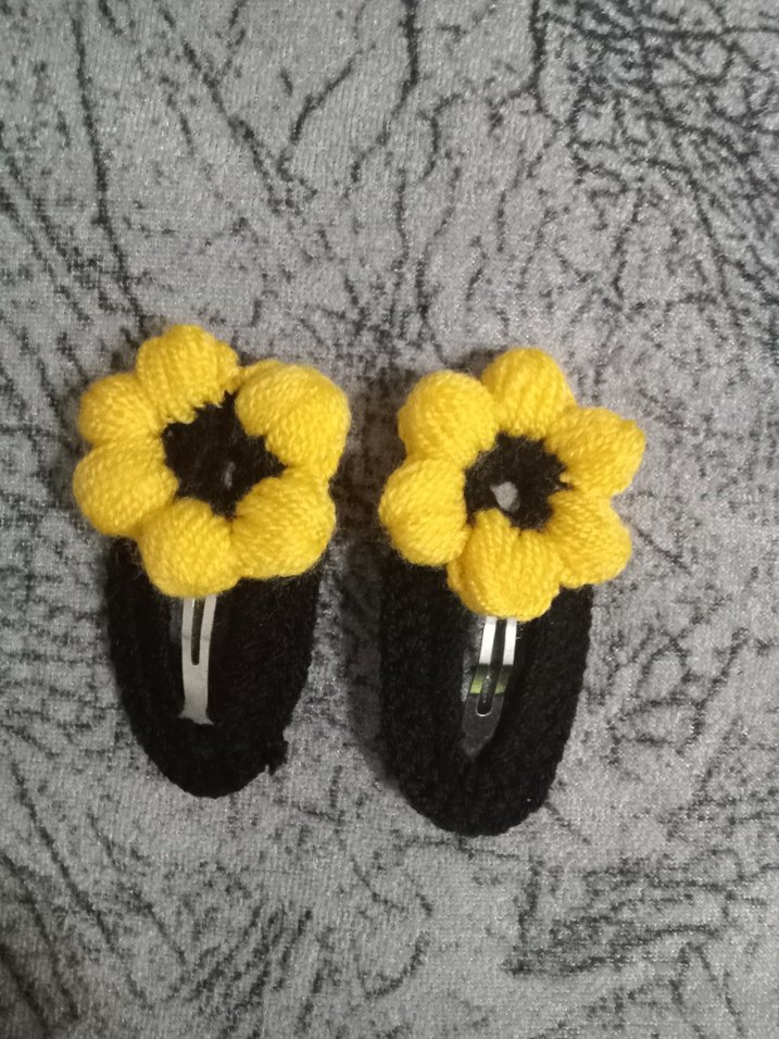 Sarı Örgü Çiçekli Çocuk Toka Seti - Görsel 2