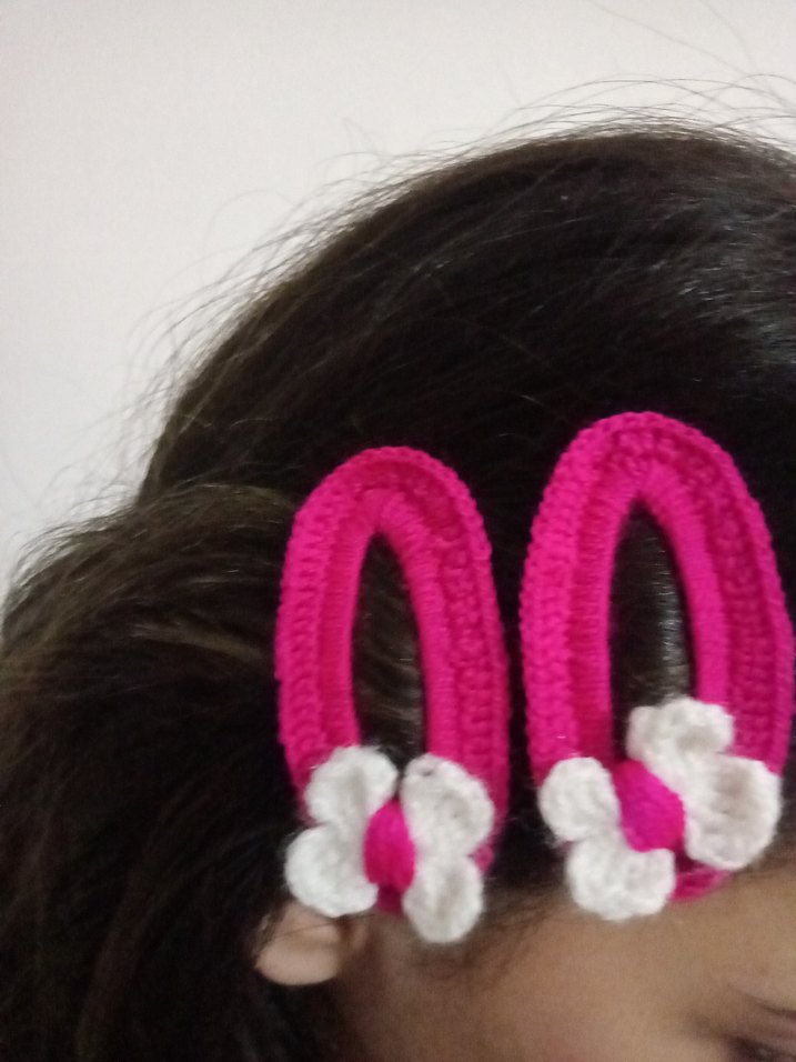 Pembe Örgü Kelebekli Çocuk Toka Seti - Görsel 3