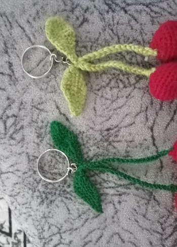 Renkli Örgü Kiraz Anahtarlık - Görsel 4
