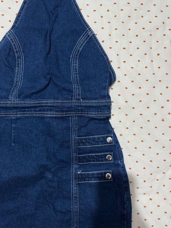 Kadın Koyu Mavi Denim Kısa elbise - Görsel 2