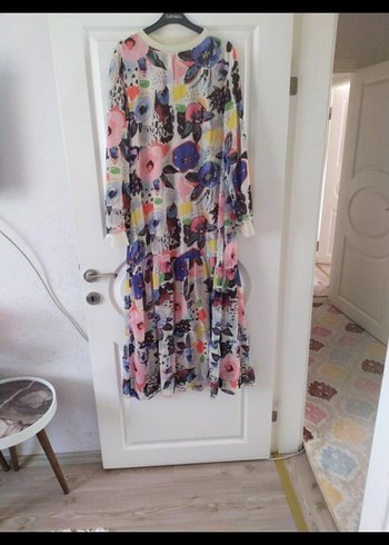 Kadın Çok Renkli Pilili Uzun Elbise - Görsel 2