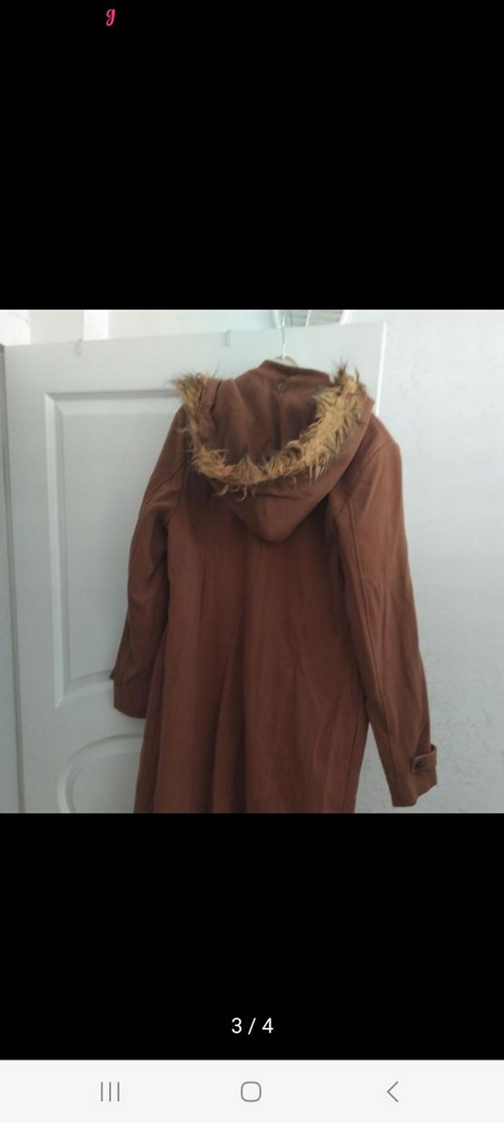 Düğmeli Bej Süet Kadın Uzun Kaban - Görsel 3