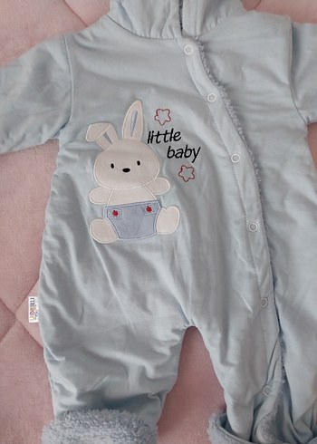 Mavi Peluş Bebek Tulum, Nakışlı ve Kürklü - Görsel 2