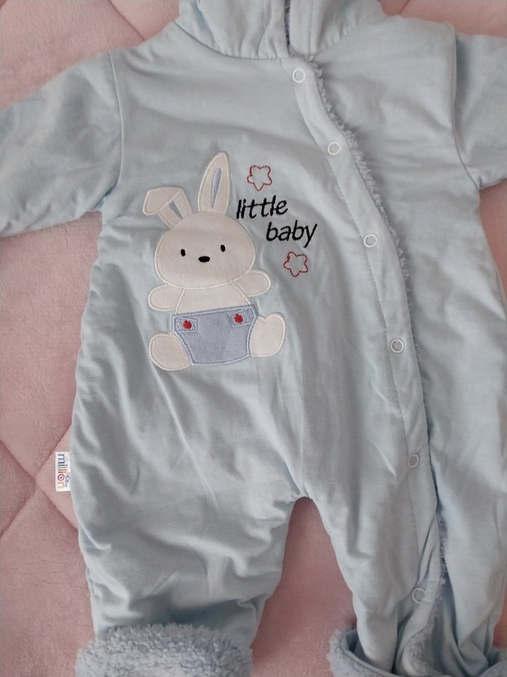 Mavi Peluş Bebek Tulum, Nakışlı ve Kürklü - Görsel 2