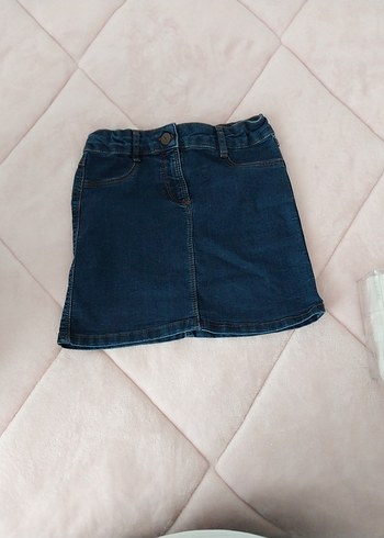 Düğmeli Fit Kesim Kız Çocuk Kot Etek - Görsel 2