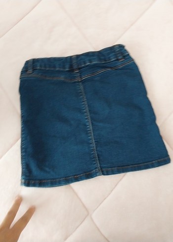 Düğmeli Fit Kesim Kız Çocuk Kot Etek - Görsel 4