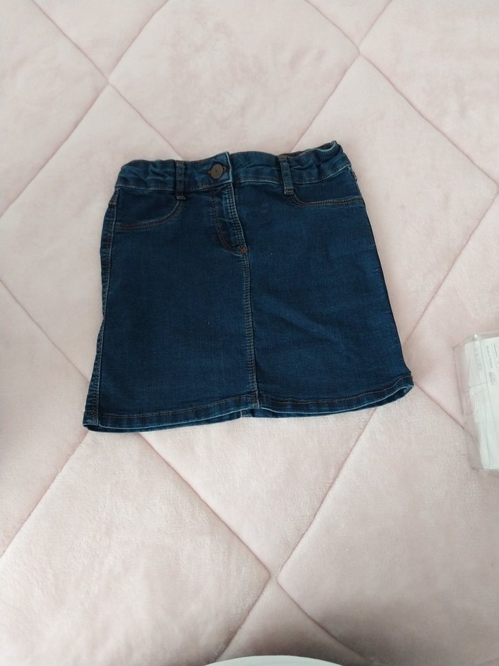 Düğmeli Fit Kesim Kız Çocuk Kot Etek - Görsel 2