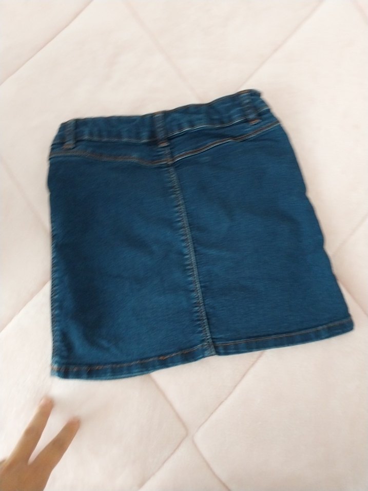 Düğmeli Fit Kesim Kız Çocuk Kot Etek - Görsel 4