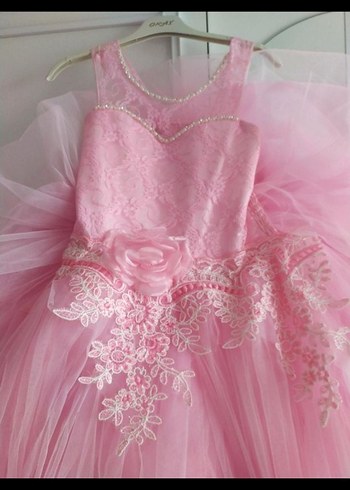 Pembe Kabartmalı Straplez Kız Çocuk Elbisesi - Görsel 3