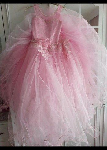 Pembe Kabartmalı Straplez Kız Çocuk Elbisesi - Görsel 6