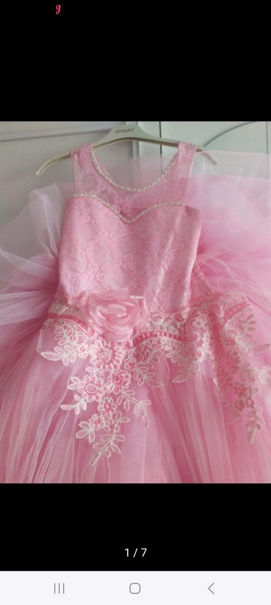 Pembe Kabartmalı Straplez Kız Çocuk Elbisesi - Görsel 3