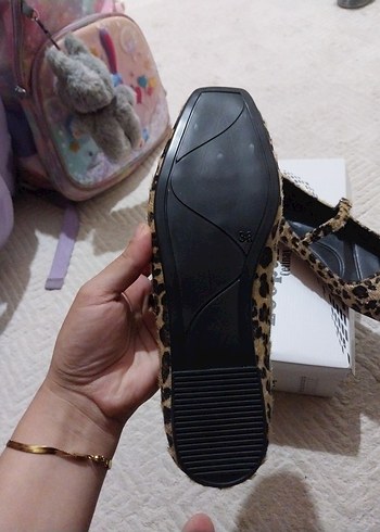 Kahverengi Leopar Desenli Tokalı Topuklu Kadın Babet - Görsel 5