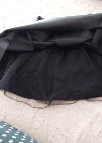 Kız Çocuk Siyah Deri Fırfırlı Etek - Görsel 5