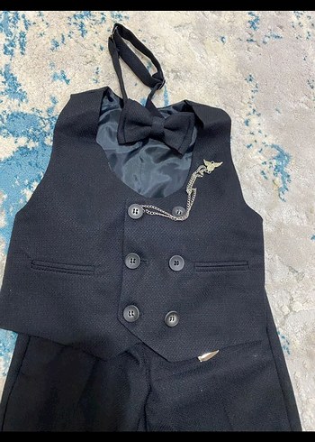 Kemerli Siyah Çocuk Takım Elbise - Görsel 2