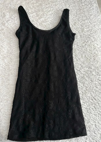 Dantel Detaylı Siyah Midi Triko Elbise - Görsel 2