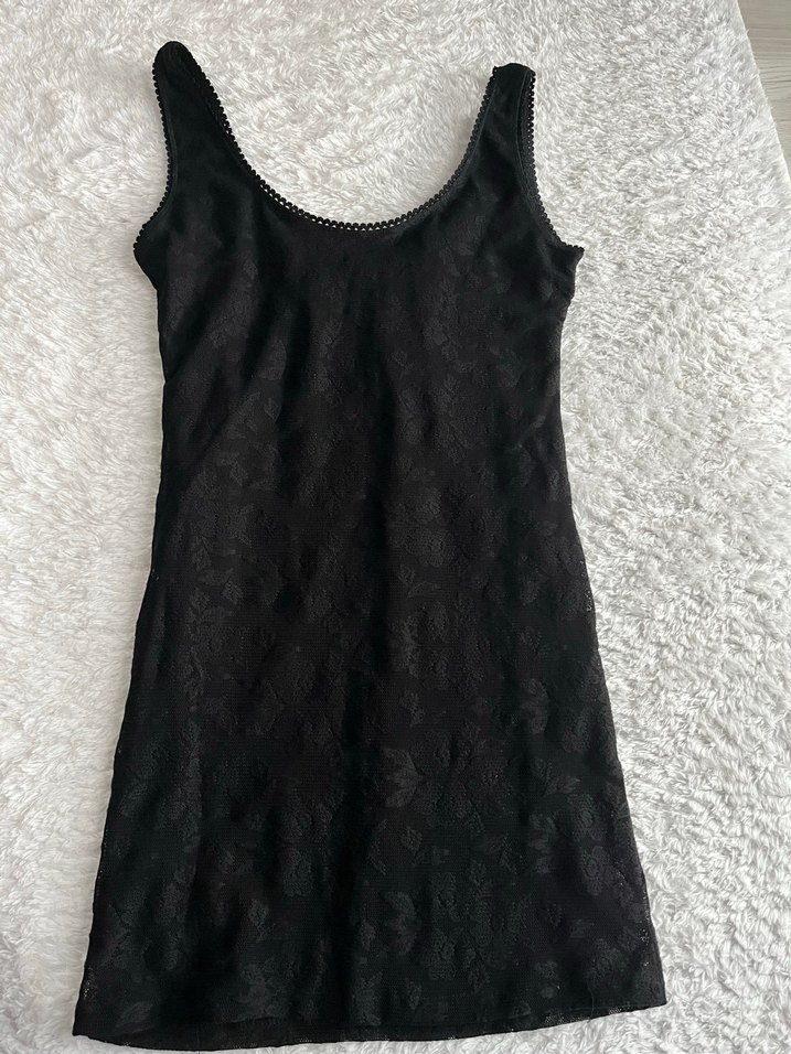 Dantel Detaylı Siyah Midi Triko Elbise - Görsel 2