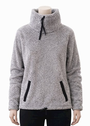 Gri Yumuşak Dokulu Yüksek Yakalı Sweatshirt - Görsel 2