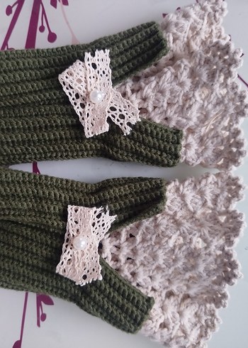 Örgü Kadın Eldiveni, Fiyonk Detaylı - Görsel 2