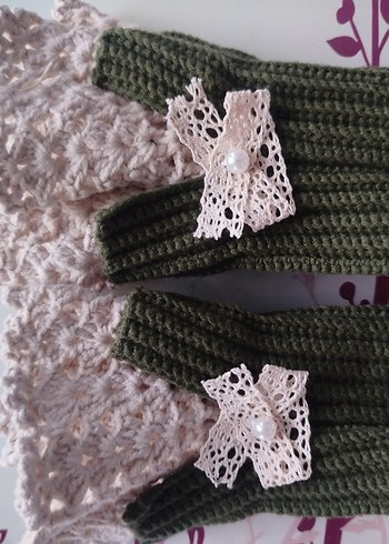 Örgü Kadın Eldiveni, Fiyonk Detaylı - Görsel 4