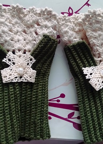 Örgü Kadın Eldiveni, Fiyonk Detaylı - Görsel 3