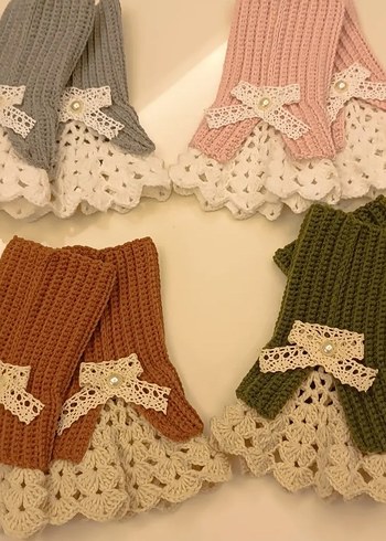 Örgü Kadın Eldiveni, Fiyonk Detaylı - Görsel 5