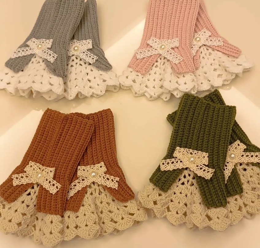 Örgü Kadın Eldiveni, Fiyonk Detaylı - Görsel 5