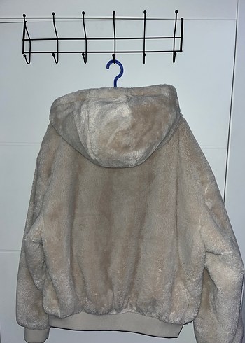 Bershka Kırık Beyaz Peluş Mont-Kürk - Görsel 3