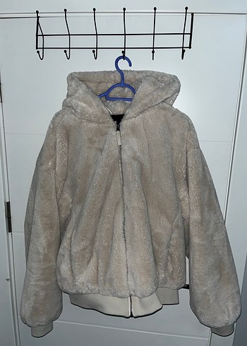 Bershka Kırık Beyaz Peluş Mont-Kürk - Görsel 2