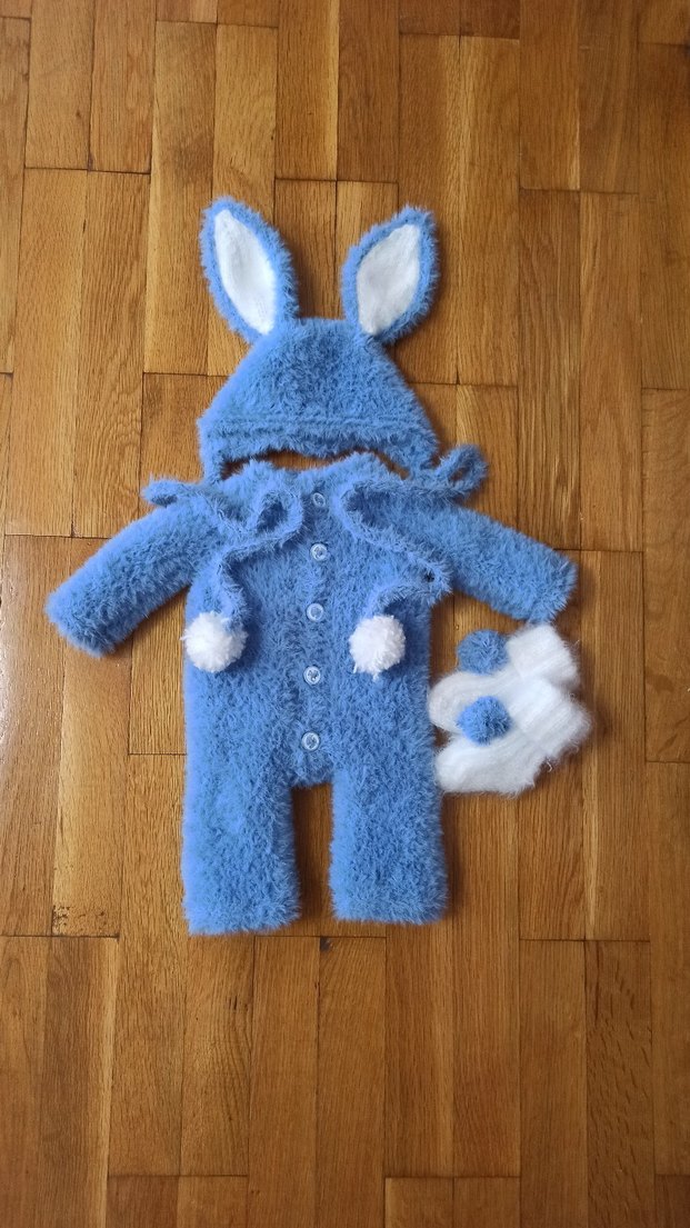 Mavi beyaz,Örgü yeni doğanTulumu - Görsel 2