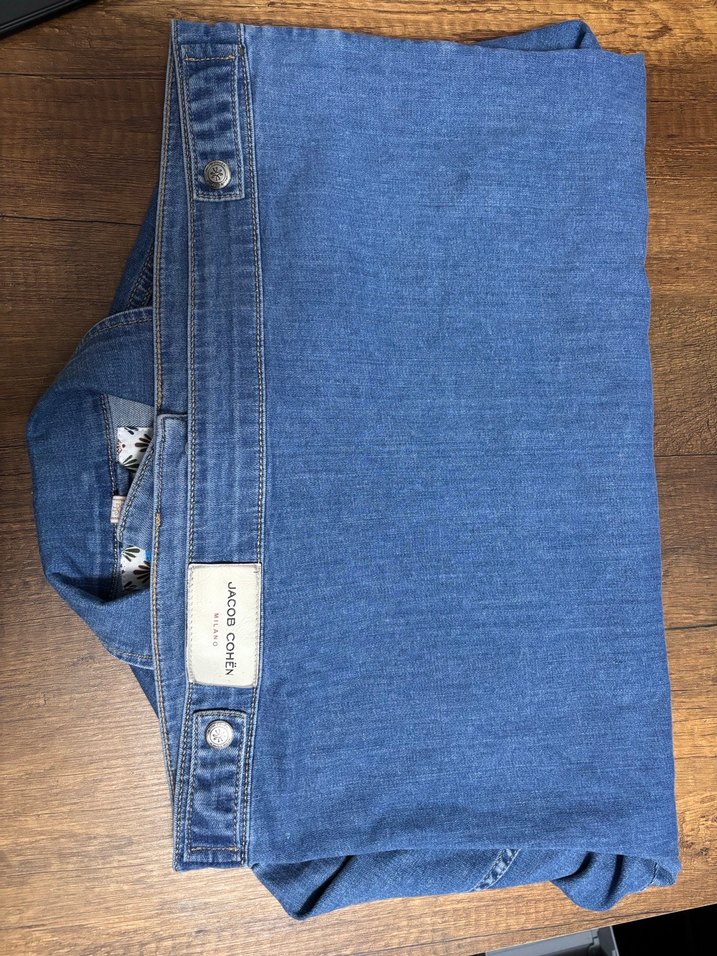 Düğmeli Mavi erkek Denim Ceket - Görsel 2