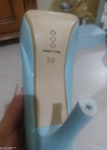 Kadın Mavi Platform Topuklu Rugan Stiletto - Görsel 4