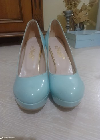 Kadın Mavi Platform Topuklu Rugan Stiletto - Görsel 2