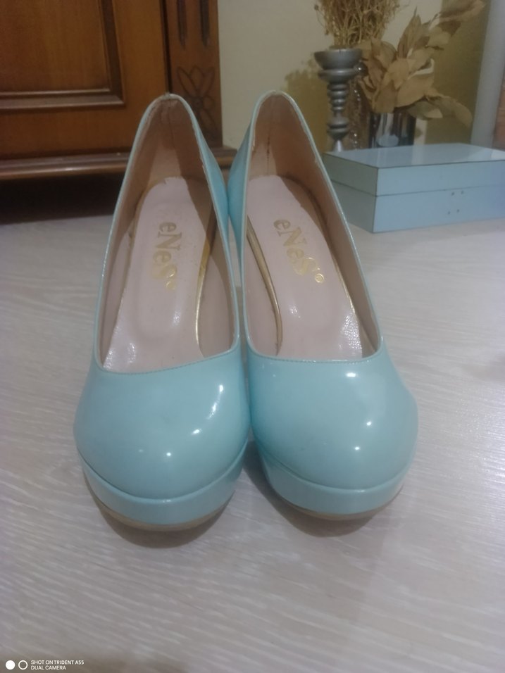 Kadın Mavi Platform Topuklu Rugan Stiletto - Görsel 2