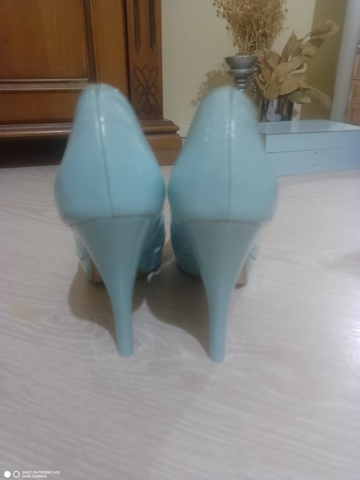 Kadın Mavi Platform Topuklu Rugan Stiletto - Görsel 3