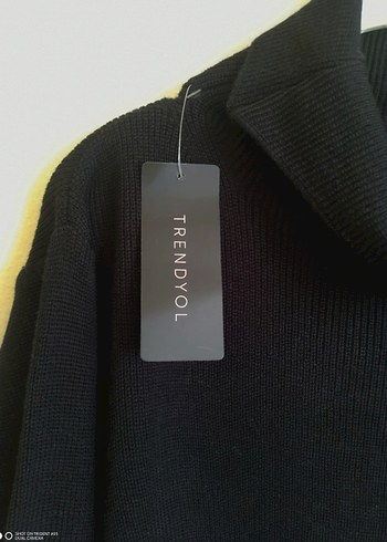 Siyah Yüksek Yakalı Triko Kadın Tunik Elbise - Görsel 2