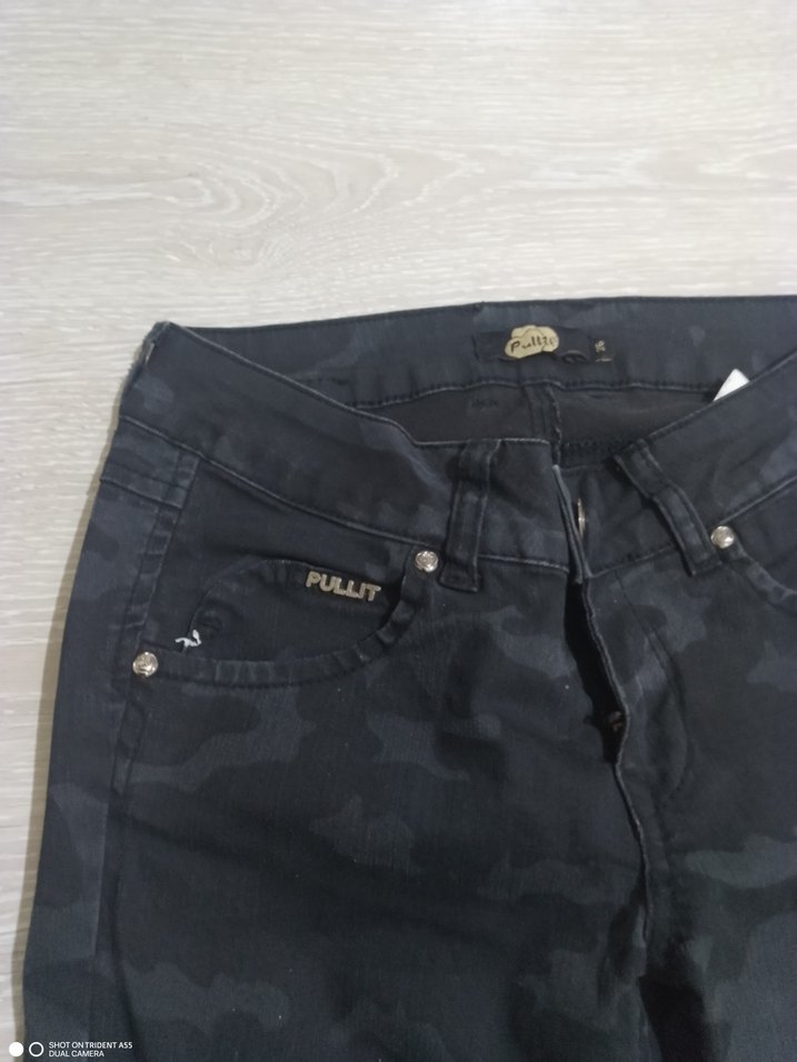 Kadın Siyah Kamuflaj Denim Pantolon - Görsel 2