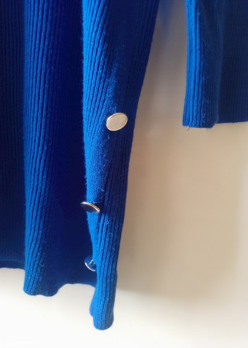 Mavi Örgü Kadın Triko Midi Elbise - Görsel 3