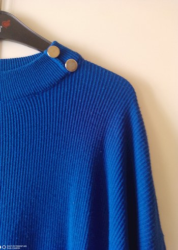 Mavi Örgü Kadın Triko Midi Elbise - Görsel 2