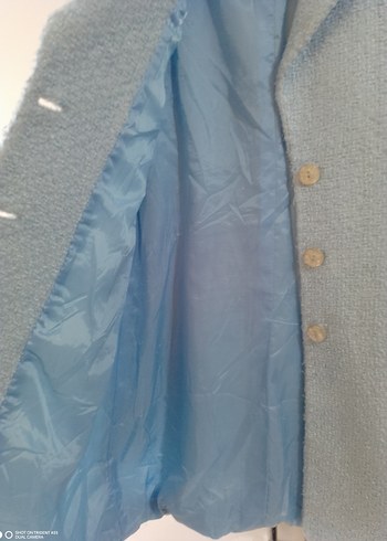 Düğmeli Mavi Midi  Kaban - Görsel 3