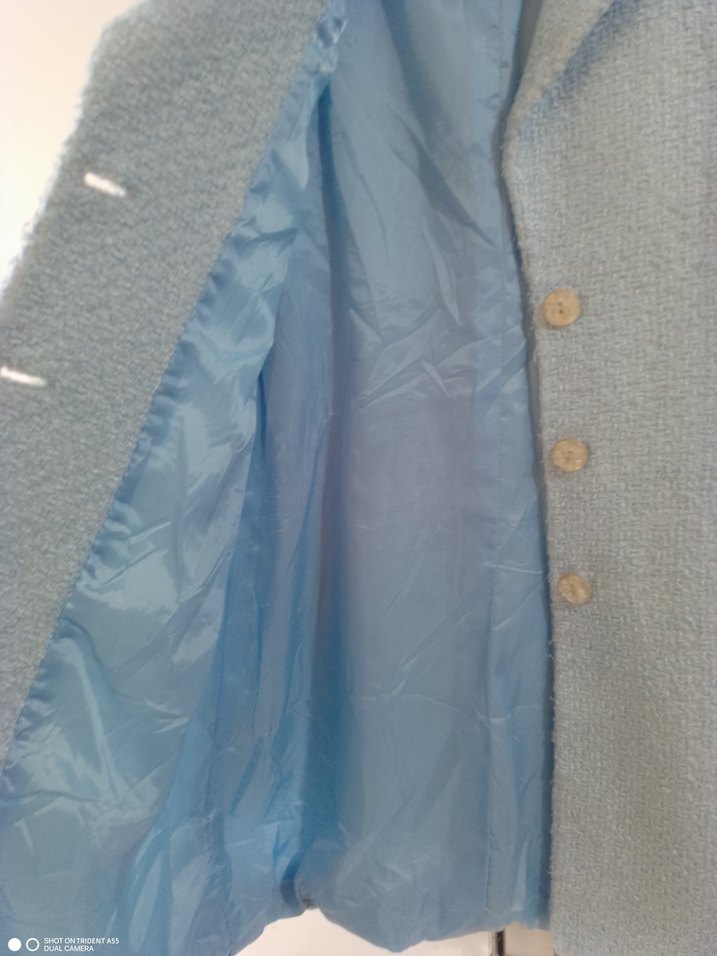 Düğmeli Mavi Midi  Kaban - Görsel 3