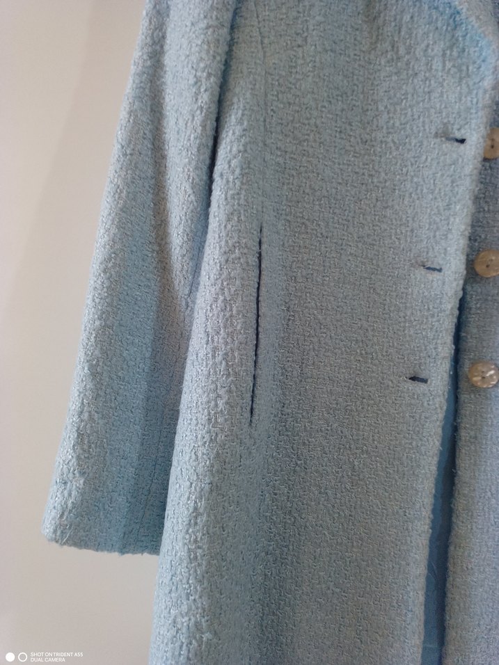 Düğmeli Mavi Midi  Kaban - Görsel 2