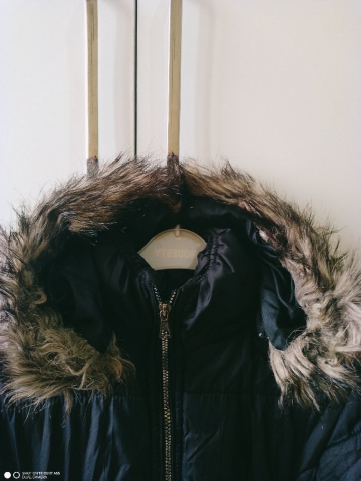 Kürk Detaylı Siyah Kadın Kışlık Mont - Görsel 2