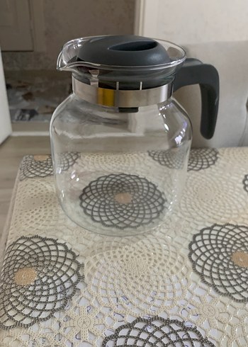 Gri kapaklı Cam Çaydanlık - Görsel 2