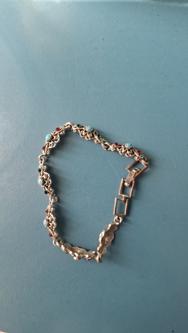 Turkuaz Taşlı Zincir Detaylı Bohem Vintage Bileklik - Görsel 2