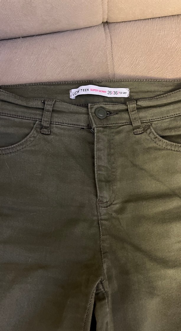 Kadın Haki Kumaş Pantolon, Normal Boy - Görsel 2