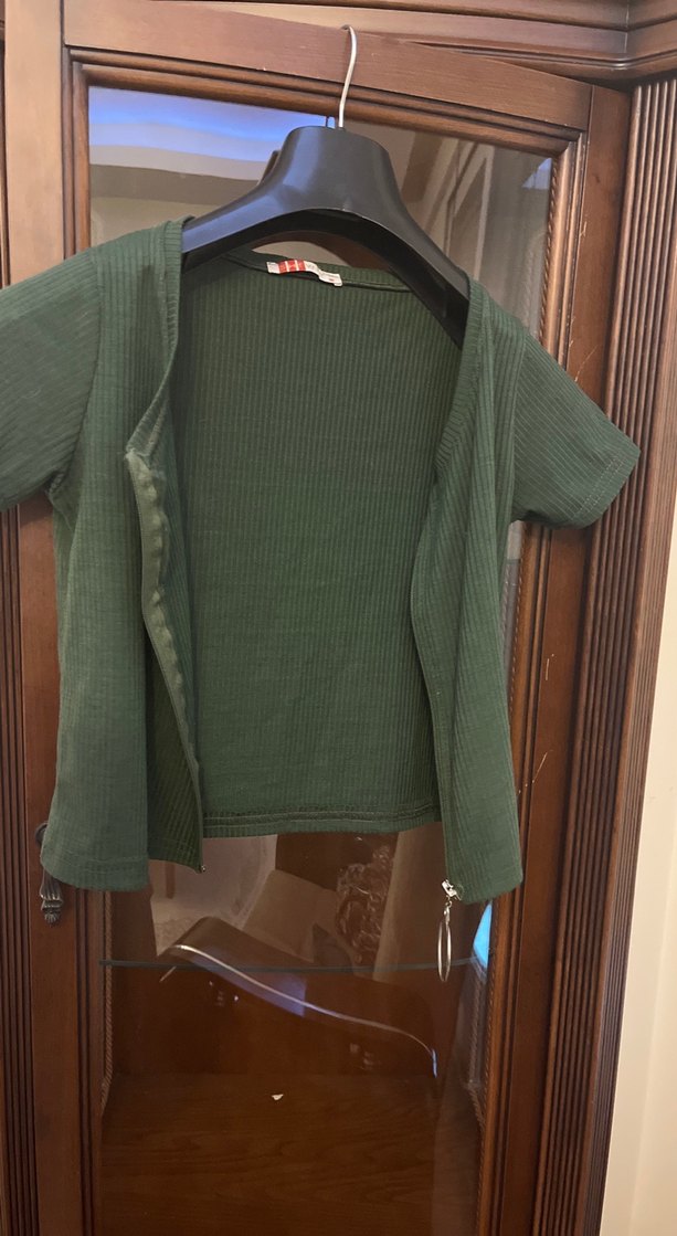 Haki Fermuarlı Kısa Kollu Tişört - Görsel 2