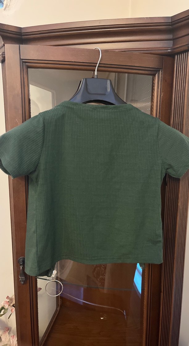 Haki Fermuarlı Kısa Kollu Tişört - Görsel 3