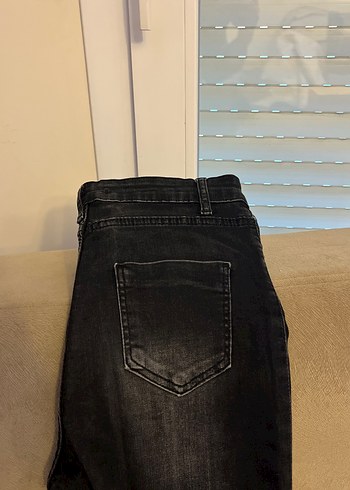 Düğmeli Siyah Kadın Denim Jean - Görsel 4